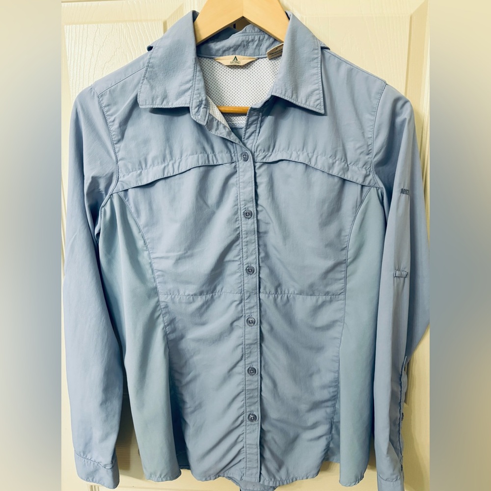 Ascend Sky Blue roll tab sleeves button down shirt(S)